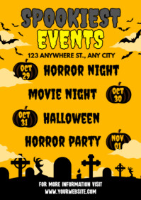 Orange List-based Halloween Spookiest Events Schedule  A2 template