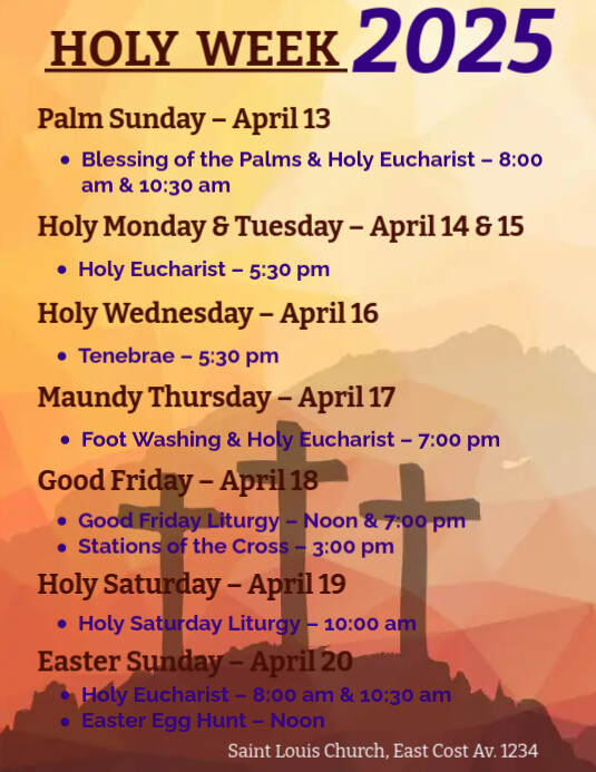 Holy Week2025 Holy Week Schedule Holy Week And Easter Schedule — St. Ann Hamilton