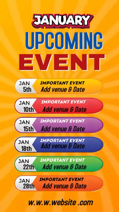 Orange List-based January Upcoming Event Instagram Reel Template ...
