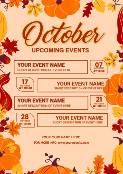 Copy of Orange List-based October Upcoming Events A6 | PosterMyWall