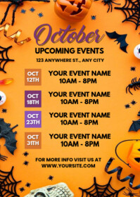 Orange List-based October Upcoming Events  A6 template