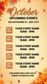 Orange List-based October Upcoming Events  Instagram Story template