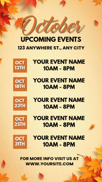 Orange List-based October Upcoming Events  Instagram Story template