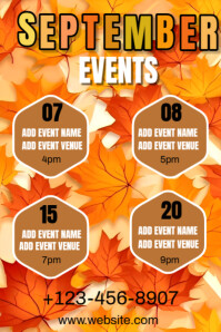 Orange List-based September Events  Poster template