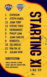 Orange List-based Soccer Starting Line Up Us Legal 美国正规 template
