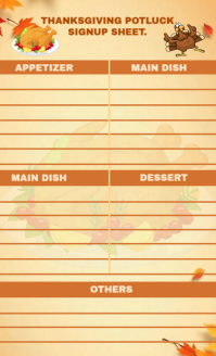 Orange List-based Thanksgiving Potluck Sign Up Sheet Us Legal template