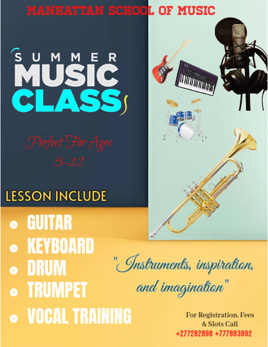 Orange List-based The Flyer Is A Colorful And Engaging Advertisement For A Summer Music Class Flyer template