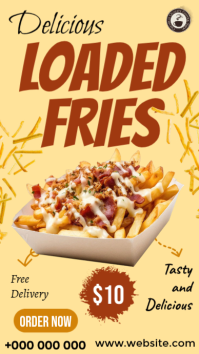 Оранжевый Loaded Fries Promotion Digitalt display Template