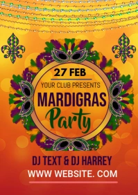 Orange  Mardi Gras Party 27 Feb A3 template
