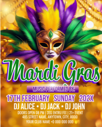 Orange Mardi Gras Party Instagram Portrait template