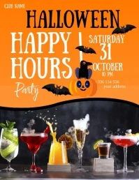 Orange Massimalista Halloween Happy Hours Vol Flyer (US Letter) template