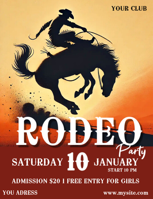 Copy of Orange Massimalista Rodeo Night Volantino (us Letter ...