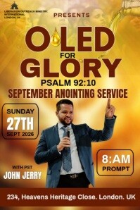 Orange Maximalist “editable Anointing Service Video Flyer – Monthly Church Event Template” Poster