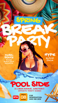 Orange Maximalist 3d Spring Break Party Event Flyer Design Instagram Story template
