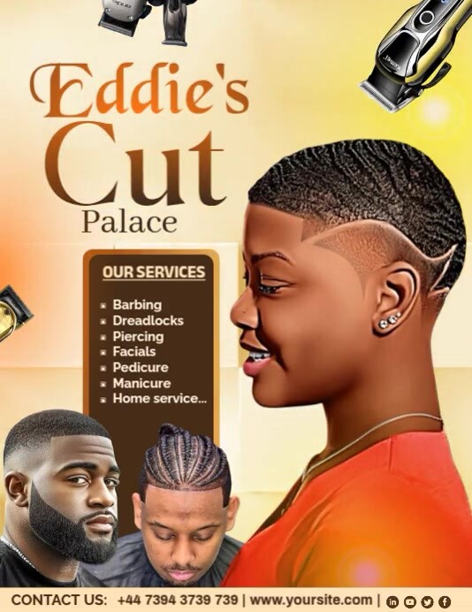 Orange Maximalist Barbing Salon Business Advertisement – Video Flyer/poster Template Flyer (us Lette