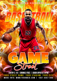 Orange Maximalist Basketball Game Street Flyer A1 A2 template
