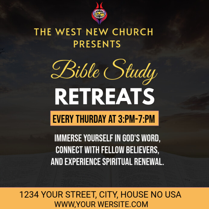 Copy of Orange Maximalist Bible Study Retreats Square (1:1) | PosterMyWall