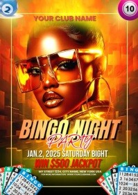 Orange Bingo Night Party A2 Template