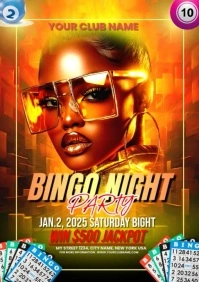 Orange Maximalist Bingo Night Party A2 template