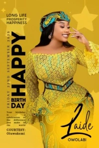 Orange Maximalist Birthday Flyer  Banner 4' × 6' template