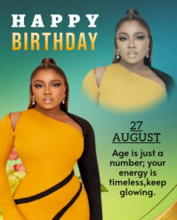 Orange Maximalist Birthday Instagram Portrait template