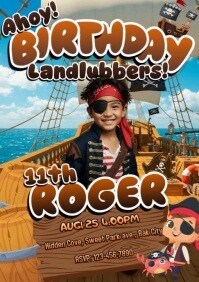 Orange Maximalist Birthday Invitation Template A4