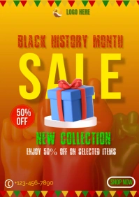 Orange Maximalist Black History Month Sale A2 template