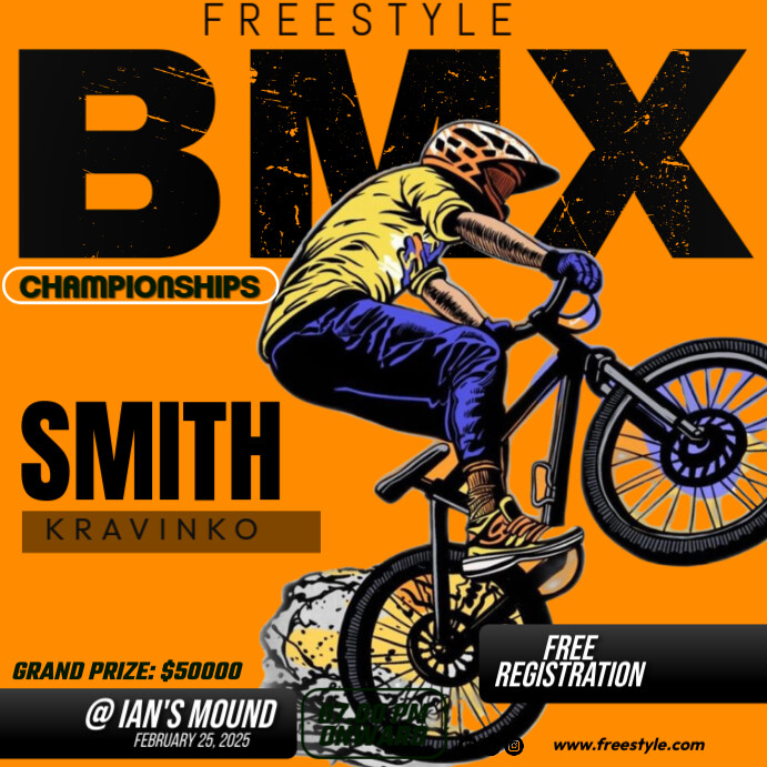 Orange Maximalist Bmx Competition,  Instagram Post template