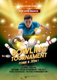 Orange Maximalist Bowling Tournament Flyer Template A4
