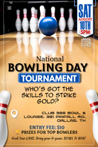 Orange Maximalist Bowling Tournament Template Poster
