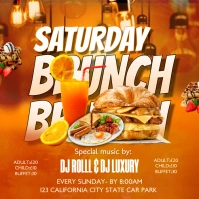 Orange Maximalist Brunch Sunday Invitation Te Wpis na Instagrama template