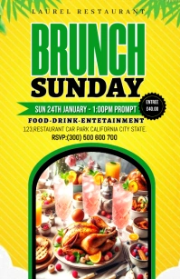Orange Maximalist Brunch Sunday Invitation Te Tabloid template