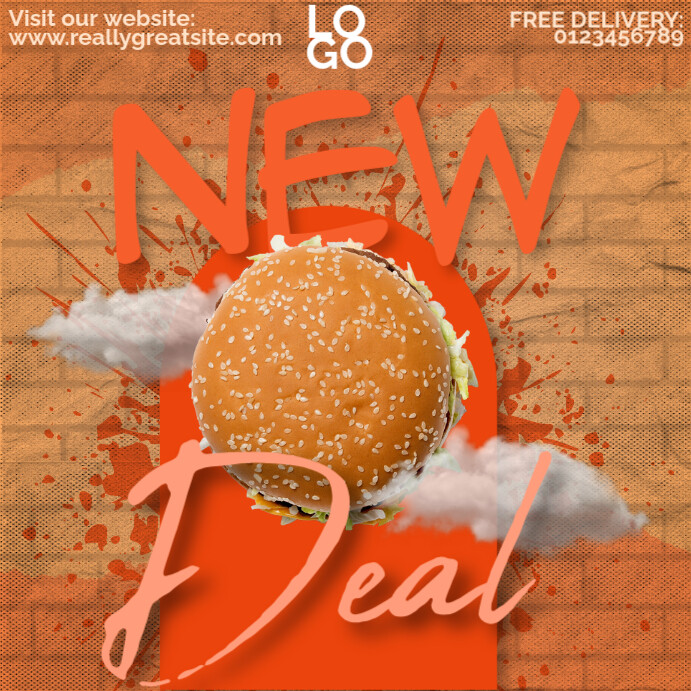 Orange Maximalist Burger Instagram Post template