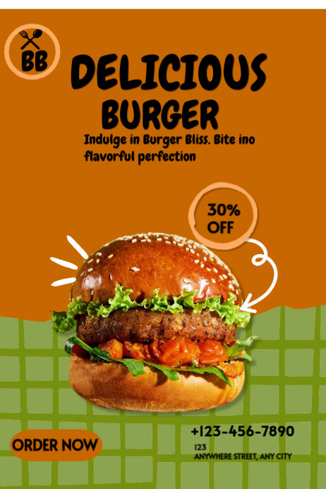 Orange Maximalist Burger Sale Template  Poster Cartaz
