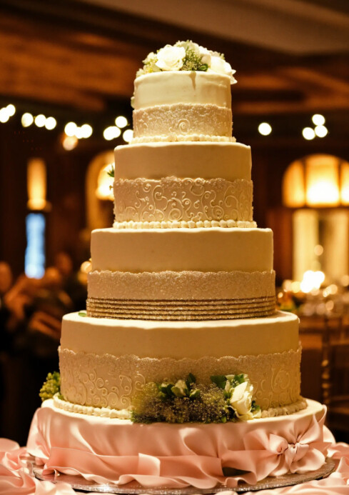 Orange Maximalist Cake,  Wedding Cake,  Anniv A4 template