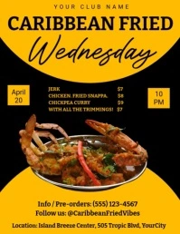 Orange Maximalist Caribbean Fried Instagram Post Flyer (us Letter) Volante (Carta US) template