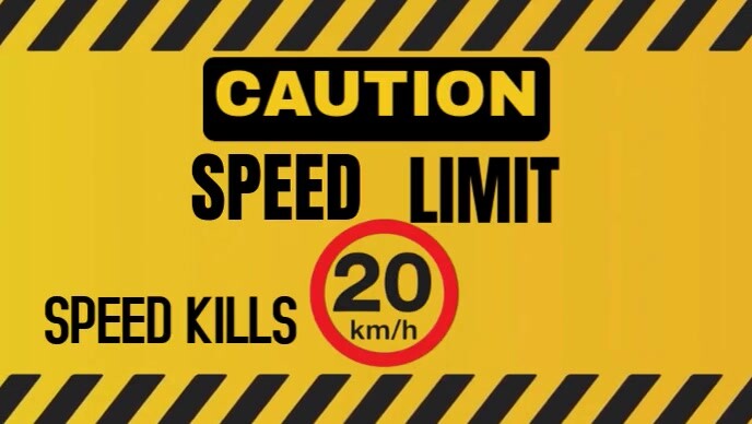Orange Maximalist Caution, Speed Limit Sign  Youtube Thumbnail template