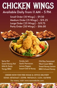 Orange Maximalist Chicken Wings  Tabloid template