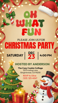 Orange Maximalist Christmas Hat Oh What Fun Invite Template Instagram Story