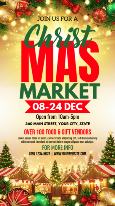 Orange Maximalist Christmas Market Instagram Story Template | PosterMyWall