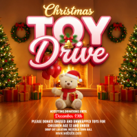 Orange Maximalist Christmas Toy Drive Instagram Post template