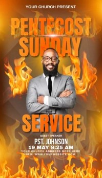 Orange Maximalist Church Flyer, Church Servic Business Card template