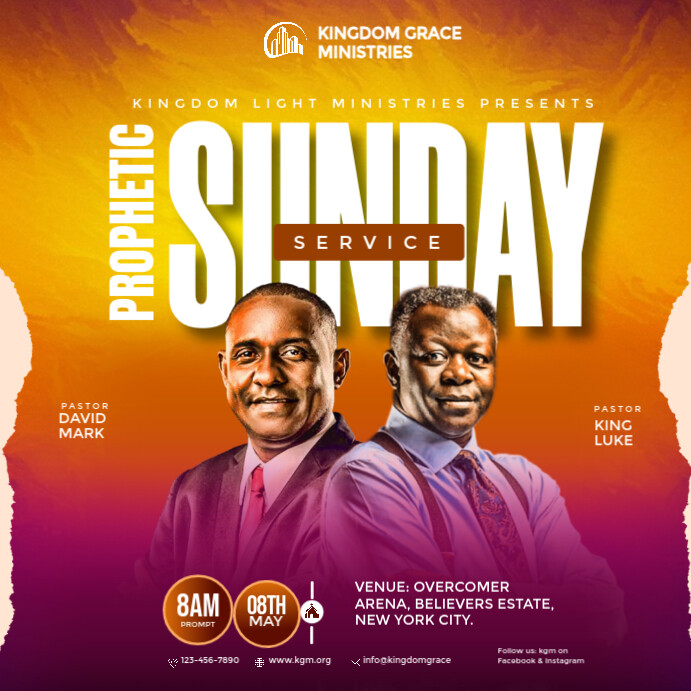 Orange Maximalist Church Flyers  Instagram Post template