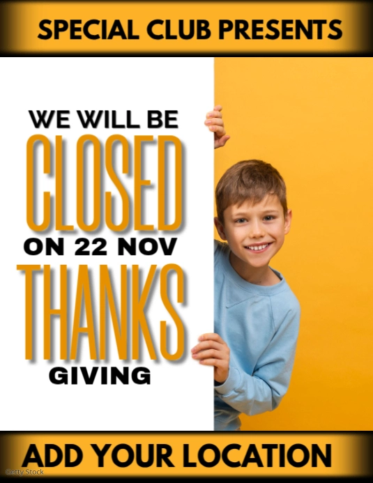 Orange Maximalist Closed For Thanksgiving Day Weekend Flyer (us Letter) template