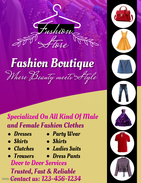 Orange Maximalist Clothing Boutique Poster Fl Template | PosterMyWall