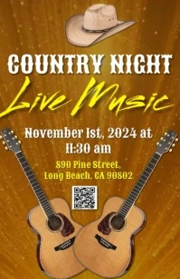 Orange Maximalist Country Night Live Music Fl Tabloid template