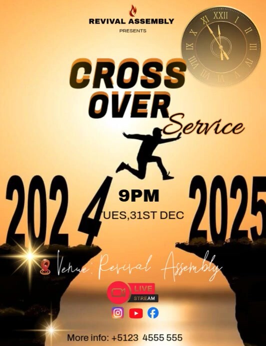 Copy of Orange Maximalist Cross Over Night Service Ad Flyer (us Letter ...