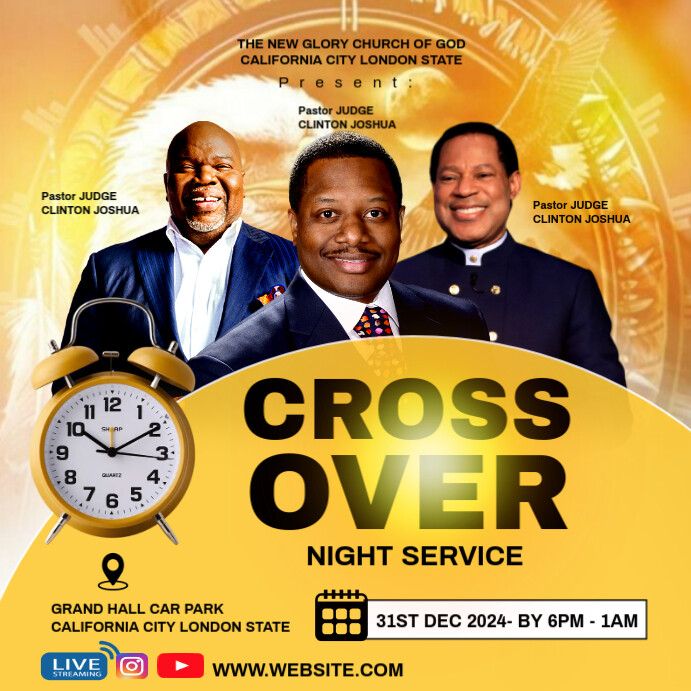 Copy of Orange Maximalist Cross Over Night Service Invitation Template ...