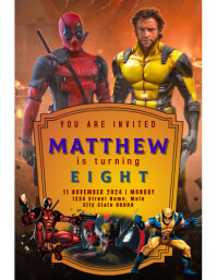 Orange Maximalist Deadpool And Wolverine Poster Template | PosterMyWall
