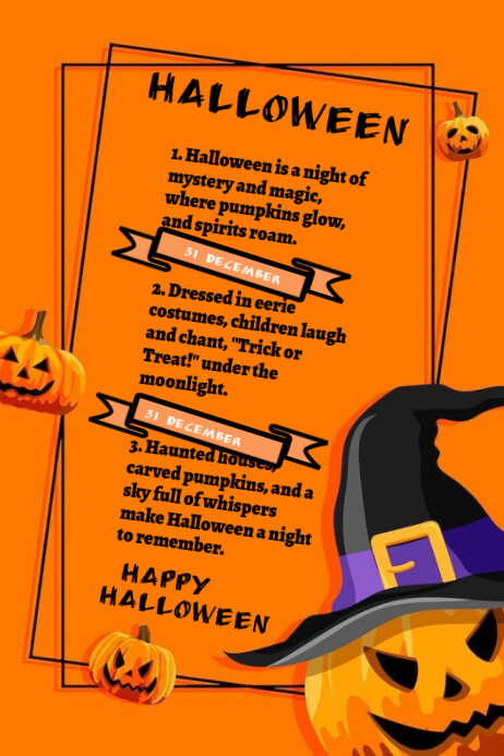 Orange Maximalist Design Style Halloween Poster Template | PosterMyWall
